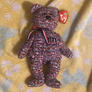 Ty Multicolor USA Bear with Ribbon